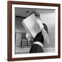 Model Jean Patchett Modeling Cheap White Touches That Set Off Expensive Black Dress-Nina Leen-Framed Premium Photographic Print