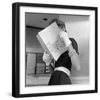 Model Jean Patchett Modeling Cheap White Touches That Set Off Expensive Black Dress-Nina Leen-Framed Photographic Print