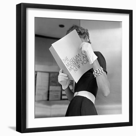 Model Jean Patchett Modeling Cheap White Touches That Set Off Expensive Black Dress-Nina Leen-Framed Photographic Print