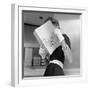 Model Jean Patchett Modeling Cheap White Touches That Set Off Expensive Black Dress-Nina Leen-Framed Photographic Print