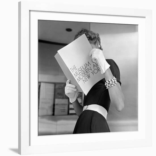 Model Jean Patchett Modeling Cheap White Touches That Set Off Expensive Black Dress-Nina Leen-Framed Photographic Print