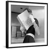 Model Jean Patchett Modeling Cheap White Touches That Set Off Expensive Black Dress-Nina Leen-Framed Photographic Print