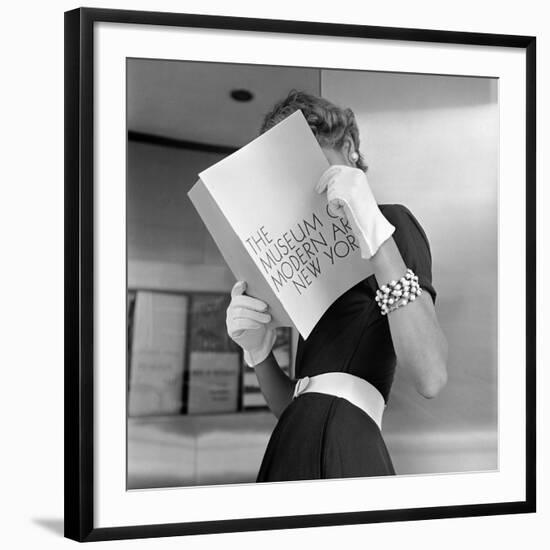 Model Jean Patchett Modeling Cheap White Touches That Set Off Expensive Black Dress-Nina Leen-Framed Photographic Print