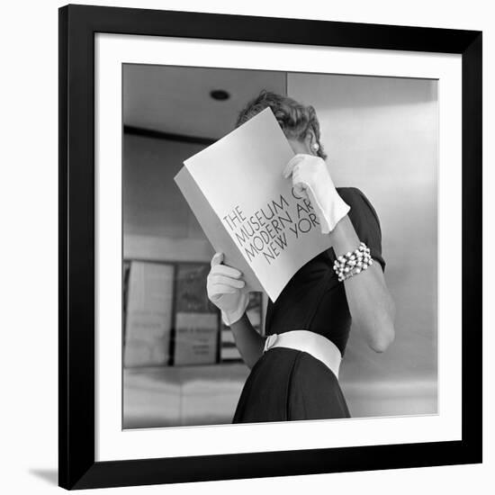 Model Jean Patchett Modeling Cheap White Touches That Set Off Expensive Black Dress-Nina Leen-Framed Photographic Print