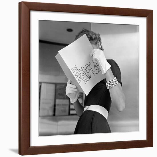 Model Jean Patchett Modeling Cheap White Touches That Set Off Expensive Black Dress-Nina Leen-Framed Photographic Print