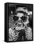 Model June Pickney Sporting Leopard Fur Coat and Huge Leopard Fur Rimmed Sunglasses-Stan Wayman-Framed Stretched Canvas