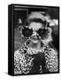 Model June Pickney Sporting Leopard Fur Coat and Huge Leopard Fur Rimmed Sunglasses-Stan Wayman-Framed Stretched Canvas