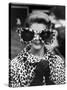 Model June Pickney Sporting Leopard Fur Coat and Huge Leopard Fur Rimmed Sunglasses-Stan Wayman-Stretched Canvas