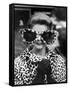 Model June Pickney Sporting Leopard Fur Coat and Huge Leopard Fur Rimmed Sunglasses-Stan Wayman-Framed Stretched Canvas