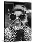 Model June Pickney Sporting Leopard Fur Coat and Huge Leopard Fur Rimmed Sunglasses-Stan Wayman-Stretched Canvas