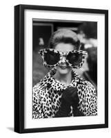 Model June Pickney Sporting Leopard Fur Coat and Huge Leopard Fur Rimmed Sunglasses-Stan Wayman-Framed Premium Photographic Print