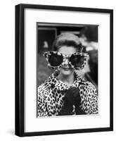 Model June Pickney Sporting Leopard Fur Coat and Huge Leopard Fur Rimmed Sunglasses-Stan Wayman-Framed Photographic Print