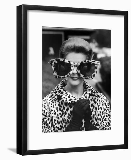 Model June Pickney Sporting Leopard Fur Coat and Huge Leopard Fur Rimmed Sunglasses-Stan Wayman-Framed Photographic Print