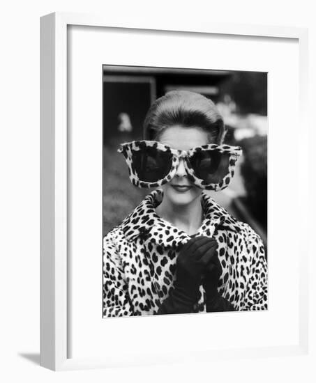 Model June Pickney Sporting Leopard Fur Coat and Huge Leopard Fur Rimmed Sunglasses-Stan Wayman-Framed Photographic Print