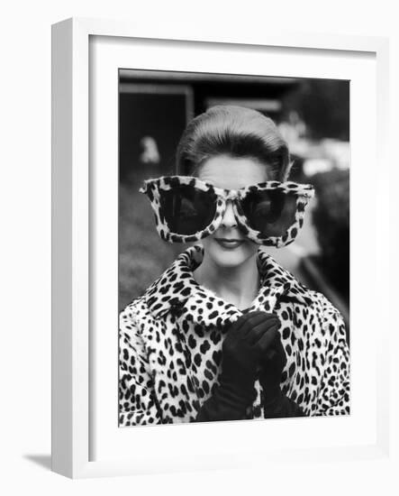 Model June Pickney Sporting Leopard Fur Coat and Huge Leopard Fur Rimmed Sunglasses-Stan Wayman-Framed Photographic Print