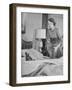 Model Loretta North with Small Kangaroos at the Australian Embassy Putting a Sick Kangaroo to Bed-null-Framed Photographic Print