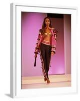 Model Naomi Campbell on Fashion Show Runway-null-Framed Premium Photographic Print