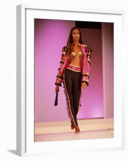 Model Naomi Campbell on Fashion Show Runway-null-Framed Premium Photographic Print