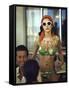 Model Naty Abascal Wearing Bikini, Showing Off Designs on Chest and Stomach at Paradise Islands-Bill Eppridge-Framed Stretched Canvas