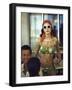 Model Naty Abascal Wearing Bikini, Showing Off Designs on Chest and Stomach at Paradise Islands-Bill Eppridge-Framed Photographic Print