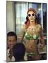 Model Naty Abascal Wearing Bikini, Showing Off Designs on Chest and Stomach at Paradise Islands-Bill Eppridge-Mounted Photographic Print