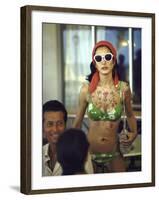 Model Naty Abascal Wearing Bikini, Showing Off Designs on Chest and Stomach at Paradise Islands-Bill Eppridge-Framed Photographic Print