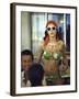 Model Naty Abascal Wearing Bikini, Showing Off Designs on Chest and Stomach at Paradise Islands-Bill Eppridge-Framed Photographic Print