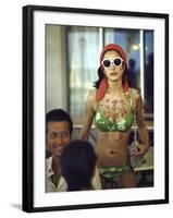Model Naty Abascal Wearing Bikini, Showing Off Designs on Chest and Stomach at Paradise Islands-Bill Eppridge-Framed Photographic Print