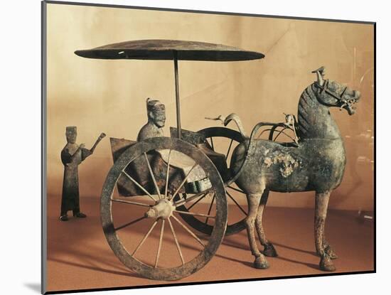 Model of a Horse-Drawn Cart with Driver and an Attendant, Wuwei Gansu-null-Mounted Giclee Print