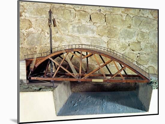 Model of a Swing Bridge Made from One of Leonardo's Drawings-Leonardo da Vinci-Mounted Giclee Print