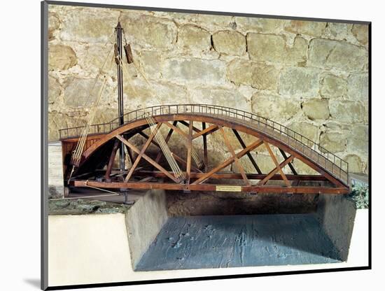 Model of a Swing Bridge Made from One of Leonardo's Drawings-Leonardo da Vinci-Mounted Giclee Print