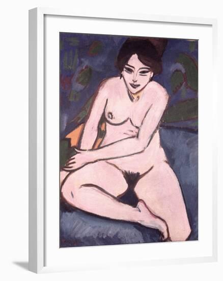 Model on Blue Ground, 1906-Ernst Ludwig Kirchner-Framed Giclee Print