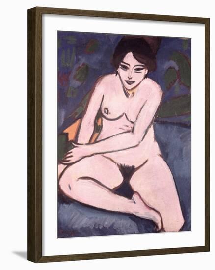 Model on Blue Ground, 1906-Ernst Ludwig Kirchner-Framed Giclee Print