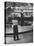 Model Posing Beside Cadillac Eldorado Captures Attention of Young Boy at National Automobile Show-Walter Sanders-Stretched Canvas