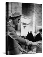 Model Posing in a Train Station in a Tweed Suit-Gordon Parks-Stretched Canvas