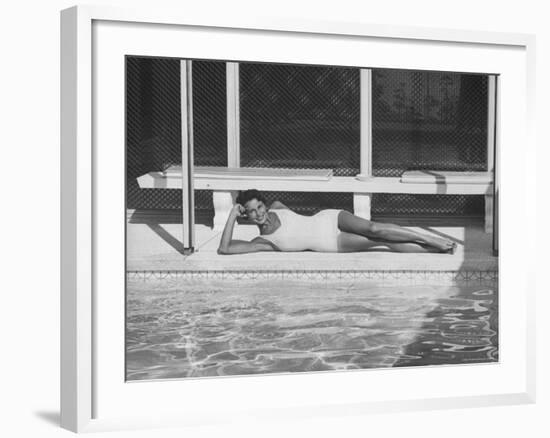 Model Posing Near a Pool-Allan Grant-Framed Photographic Print