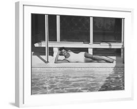 Model Posing Near a Pool-Allan Grant-Framed Photographic Print
