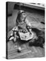Model Posing with Book and Pet Dog-Nina Leen-Stretched Canvas