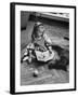 Model Posing with Book and Pet Dog-Nina Leen-Framed Photographic Print