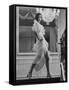 Model Prunelia Wearing a Marc Bohan Evening Dress-Bill Ray-Framed Stretched Canvas