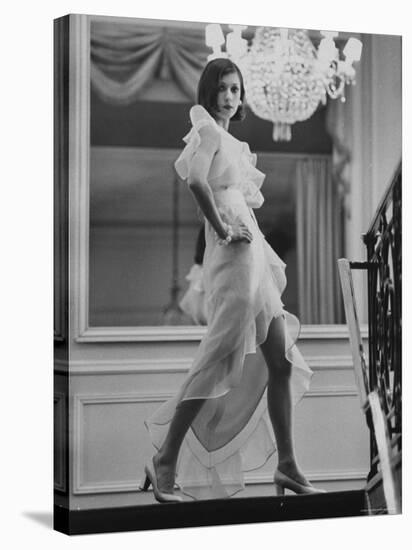 Model Prunelia Wearing a Marc Bohan Evening Dress-Bill Ray-Stretched Canvas
