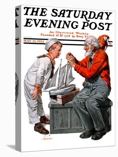 "Model Ship," Saturday Evening Post Cover, May 31, 1924-J.F. Kernan-Stretched Canvas