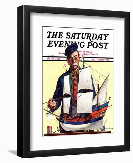 "Model Ship," Saturday Evening Post Cover, October 5, 1935-Gordon Grant-Framed Giclee Print