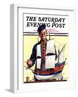 "Model Ship," Saturday Evening Post Cover, October 5, 1935-Gordon Grant-Framed Giclee Print