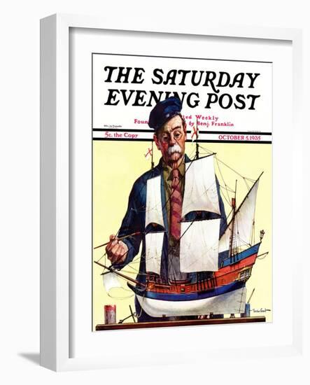 "Model Ship," Saturday Evening Post Cover, October 5, 1935-Gordon Grant-Framed Giclee Print