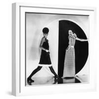 Model Sin May Zao Wearing a Late Day Dress and a Evening Dress-Bill Ray-Framed Premium Photographic Print