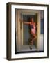 Model Standing in Doorway Modeling Ralph Lauren's Cotton and Lycra One Piece Flag Bathing Suit-Ted Thai-Framed Premium Photographic Print