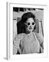 Model Stephanie Nikashian Sporting Sunglasses with "Seashell Rims" While Lounging at Beach-Alfred Eisenstaedt-Framed Photographic Print