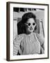 Model Stephanie Nikashian Sporting Sunglasses with "Seashell Rims" While Lounging at Beach-Alfred Eisenstaedt-Framed Photographic Print