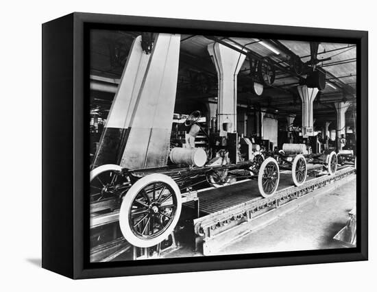 Model T Chassis in Highland Park Ford Plant-null-Framed Stretched Canvas